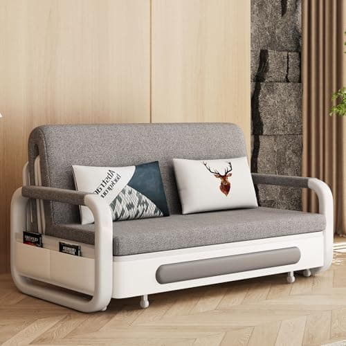 Gray/White Versatile RV Pull-Out Sofa Bed - Living Room and Small Spaces