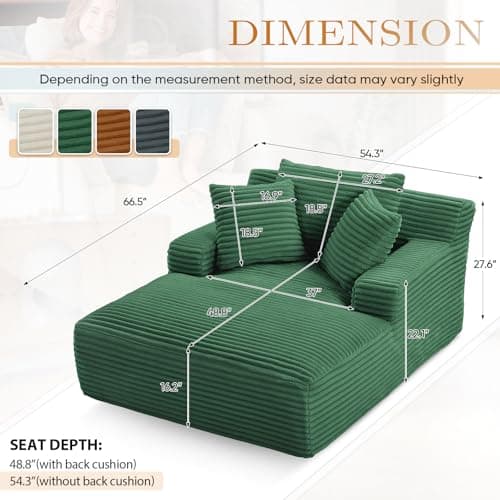 Modern Oversized Chaise Lounge Sofa Bed for Living Room or Bedroom Apartment