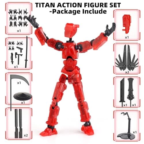Big Robot T13 Action Figure with Bracket (Red/Black) - 3D Printed Toy for Modeling & Collecting