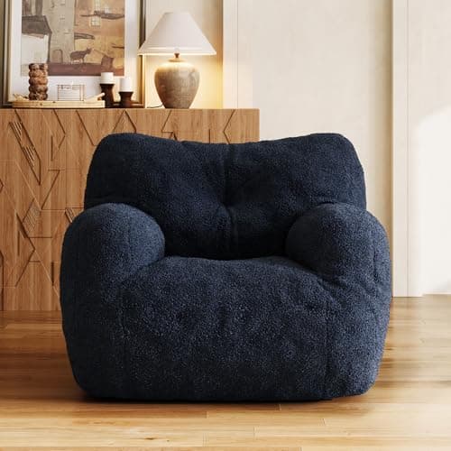 Dark Blue Teddy Fabric Adult Bean Bag Chair