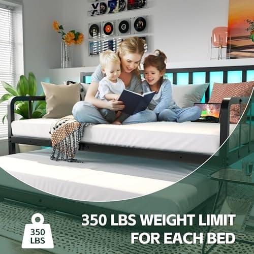 Twin Daybed with Trundle Bed and Charging Station