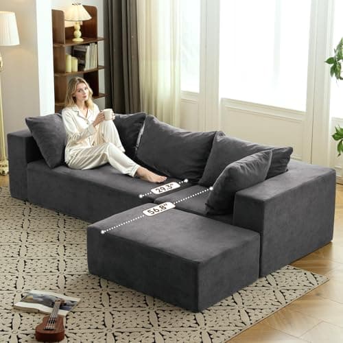 Vamcheer Modern L-Shaped Sectional Sofa with Chaise, Gray