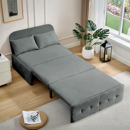 Dark Gray 3-in-1 Convertible Sofa Bed, Twin Pull-Out Futon Couch