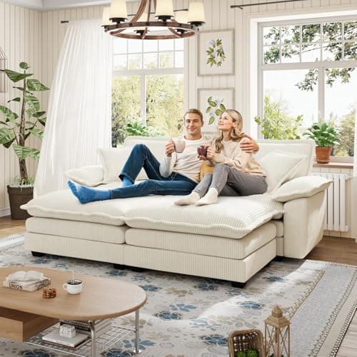 48-inch Modern Pink Chaise Lounge Sofa with Ottoman & Pillows