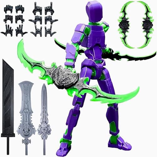 T13 Collectible 3D Printed Action Figure, Gold Black, Desktop Decor, Dummy 13 Robot