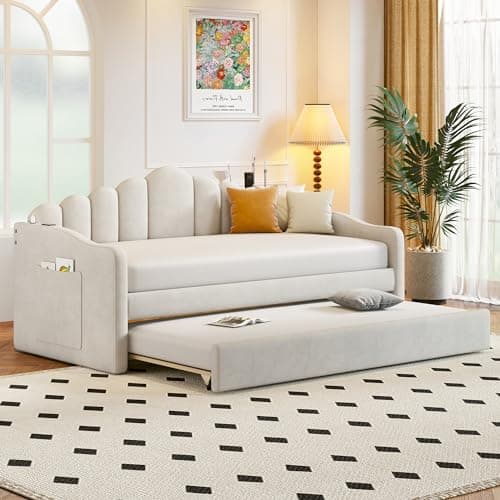 Twin Size Upholstered Daybed with Trundle and LED Light, Gray for Guest Room and Apartment
Twin Size Teddy Fleece Day Bed Frame with Solid Wood Slats, Gray for No Spring Box Needed Bedroom
Twin Size Daybed with Trundle and LED Light, Easy Assembly Da
