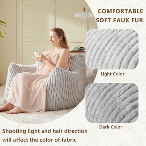 GiantComfort Bean Bag Chair with Armrests for Adults & Teens