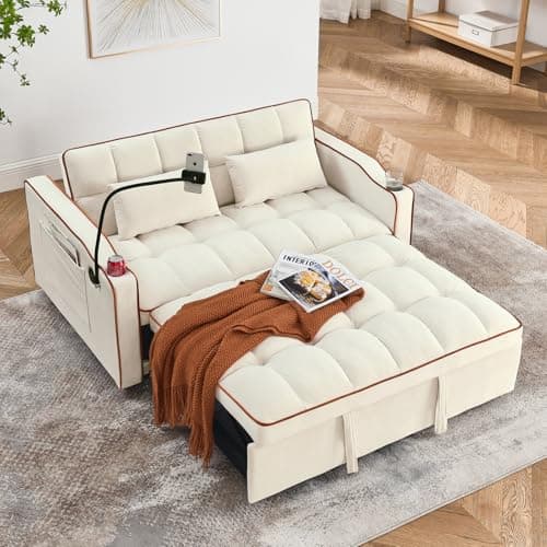 3-in-1 Velvet Convertible Sofa Bed with Adjustable Backrest, Gray