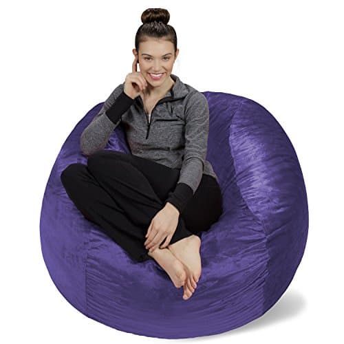Navy Plush Memory Foam Bean Bag Chair - Stuffed Sofa Sack Furniture