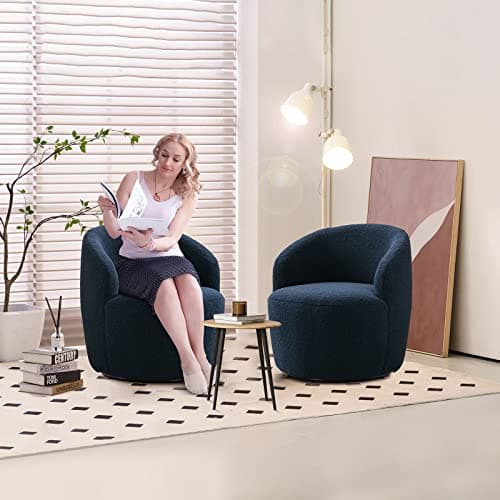 Antetek 360 Degree Swivel Barrel Chair, Modern Green Nursery & Living Room Accent Chair
