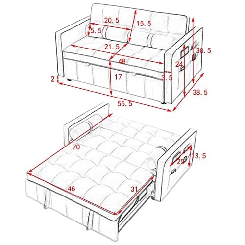 Convertible Velvet Sleeper Sofa Bed for Small Spaces