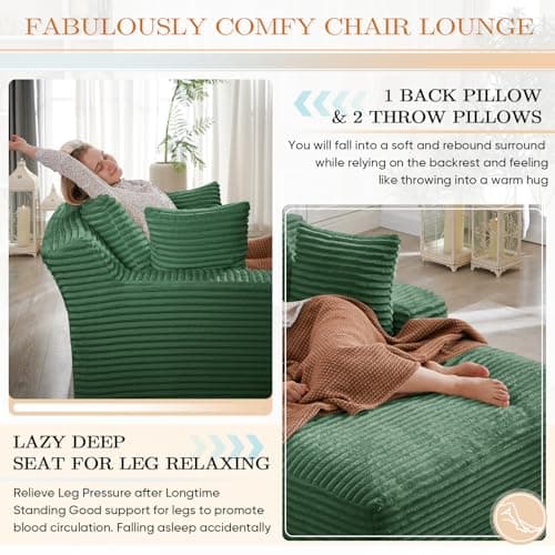 Modern Oversized Chaise Lounge Sofa Bed for Living Room or Bedroom Apartment