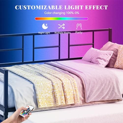 DWVO Height Adjustable RGB LED Daybed with Charging Station, Black