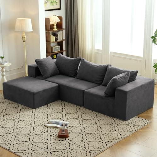 Vamcheer Modern L-Shaped Sectional Sofa with Chaise, Gray