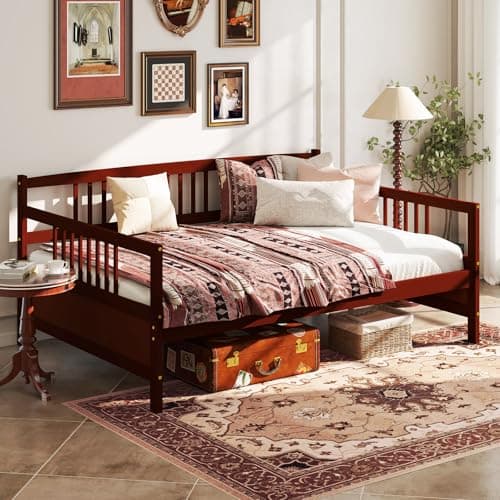 Giantex Twin Daybed Frame, Wooden Guest Bed with Rails, White