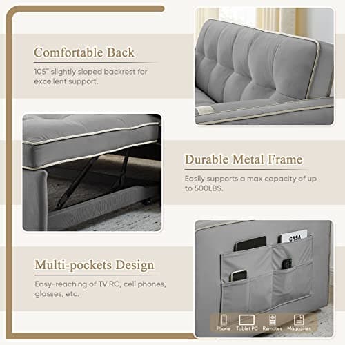 Convertible Velvet Sleeper Sofa Bed for Small Spaces