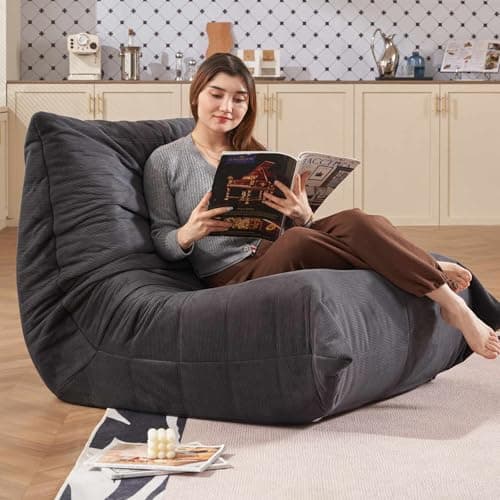 Ergonomic Bean Bag Chair with Memory Foam, Multi-Functional Living Room & Bedroom Sofa (Blue)