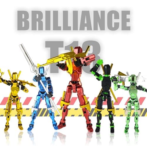 T13 Action Figure Accessories, Multi-Jointed Movable, 3D Printed Toys (Metallic Style)