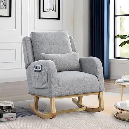 Beige Wingback Glider Chair for Nursery and Living Spaces