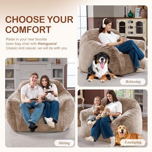 Homguava Spacious Giant Bean Bag Chair with Armrest