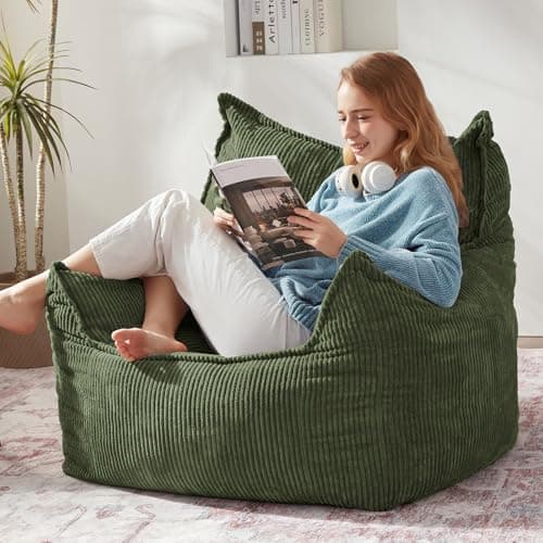 Giant Comfy Corduroy Bean Bag Chair with Armrests