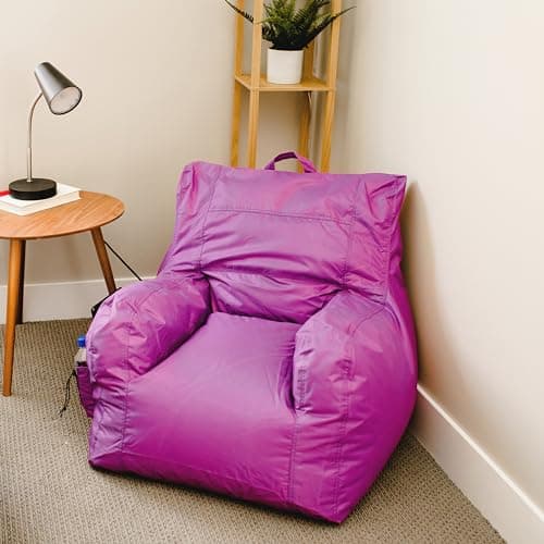 Radiant Orchid Big Joe Dorm Bean Bag Chair with Drink Holder, Smartmax Durable Polyester Blend