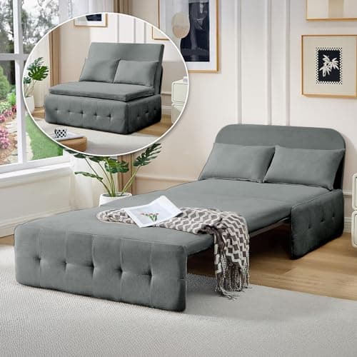 Dark Gray 3-in-1 Convertible Sofa Bed, Twin Pull-Out Futon Couch