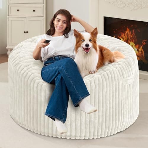 Homguava 3 FT Memory Foam Bean Bag Chair, White