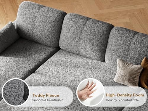 YITAHOME 86" L-Shaped Sleeper Sofa, 2-in-1 Convertible Storage Chaise, Grey