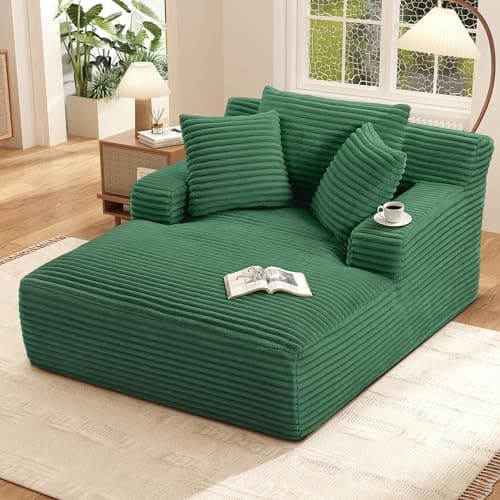 Fluffy Cloud Couch Oversized Chaise Lounge, Dark Grey, No Assembly, 400lbs Capacity