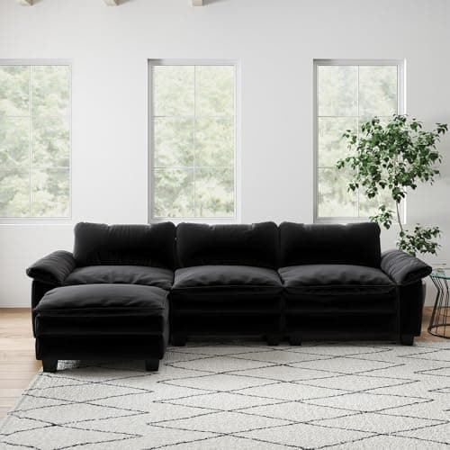 Oversized Velvet L-Shaped Sofa for Living Room and Bedroom