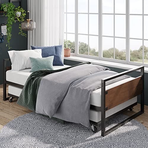 ZINUS Suzanne Bamboo Metal Daybed with Trundle, Steel Slat Support, Easy Assembly, Twin
