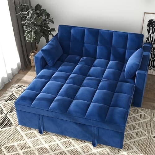 Gray 3-in-1 Velvet Sleeper Sofa Bed 55.9" Living Room Furniture