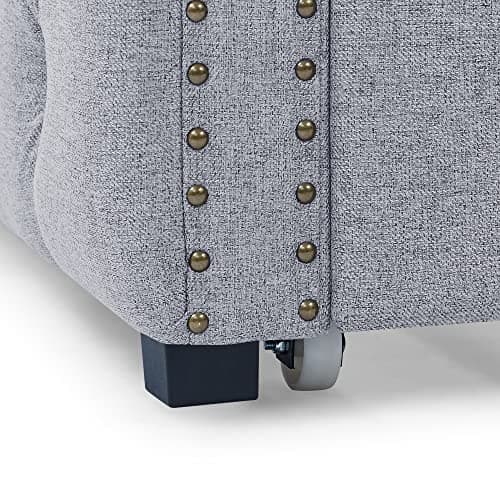 Twin Size Daybed with Trundle, Upholstered Sofa Bed Frame, Grey Linen