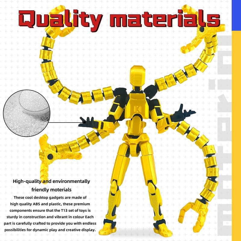 Lucky 13 3D Printed Four Claws Robot, 5.2 Inch (Gold)