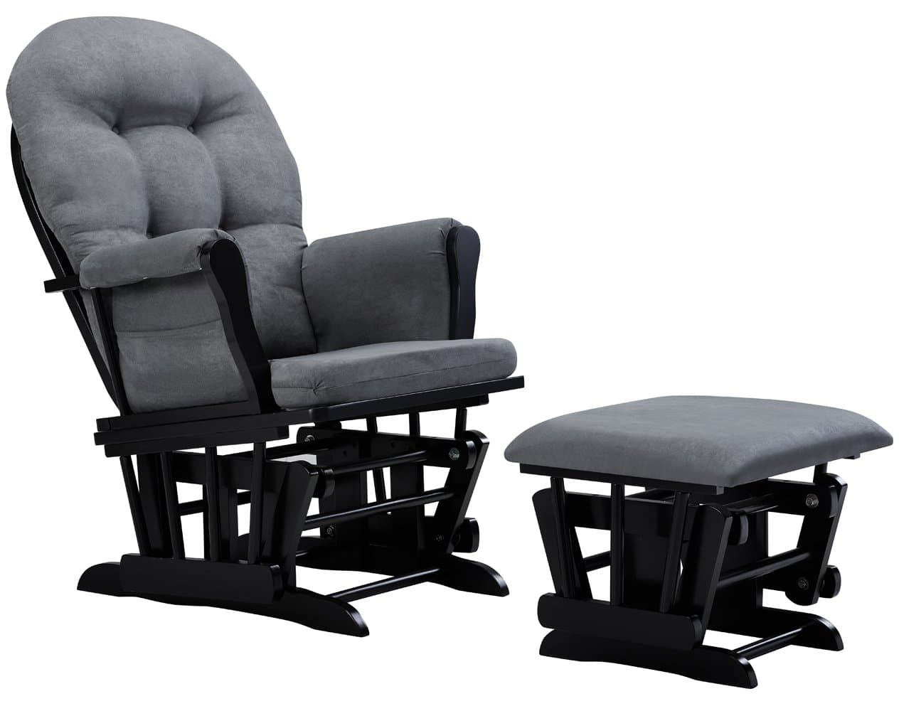 Angel Line Windsor Glider & Ottoman Cushion, Black/Dark Grey