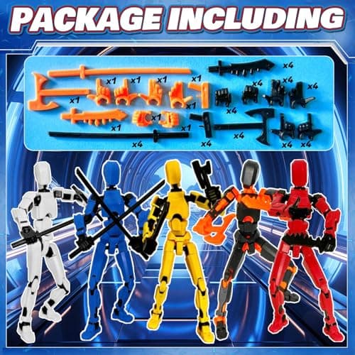 ZiZa T13 Action Figure Set, 5 Colors (Orange, White, Yellow, Blue, Red)