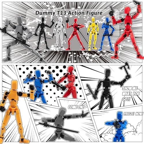 Titan T-13 4PC Robot Action Figure Set for Boys (White+Black+Blue+Red)