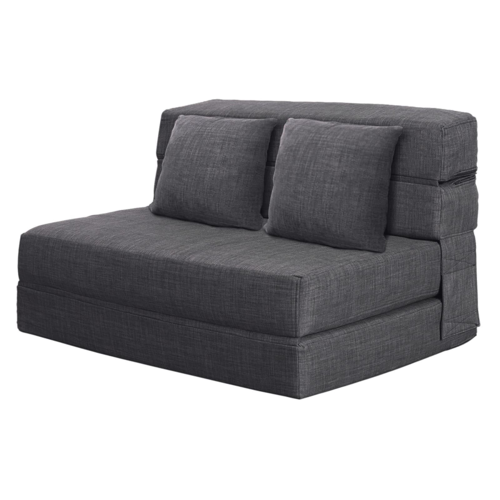ANONER 60" Fold Sofa Bed Queen Size Dark Gray Memory Foam Couch