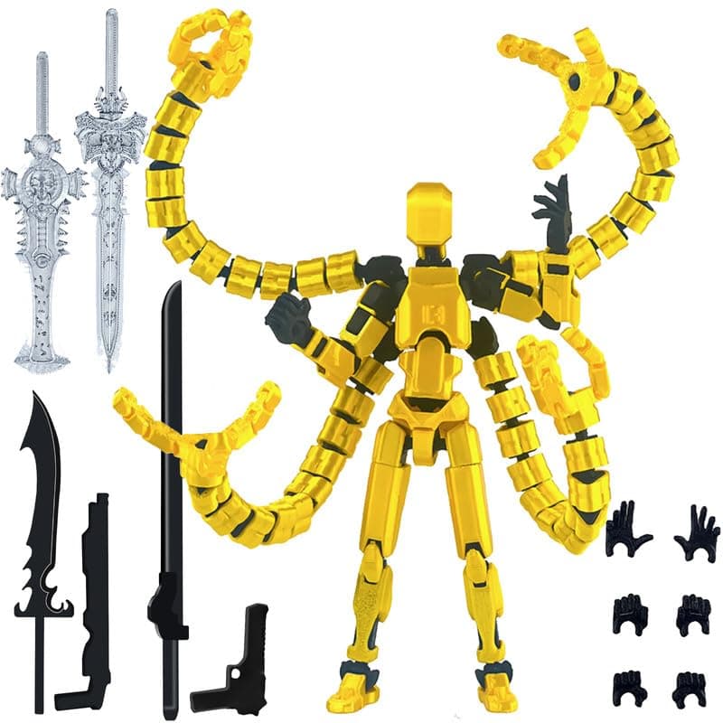 Lucky 13 3D Printed Four Claws Robot, 5.2 Inch (Gold)