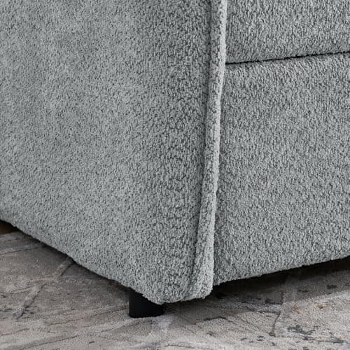 Twin Size Daybed with Trundle, Boucle Fabric, Grey, Easy Assembly