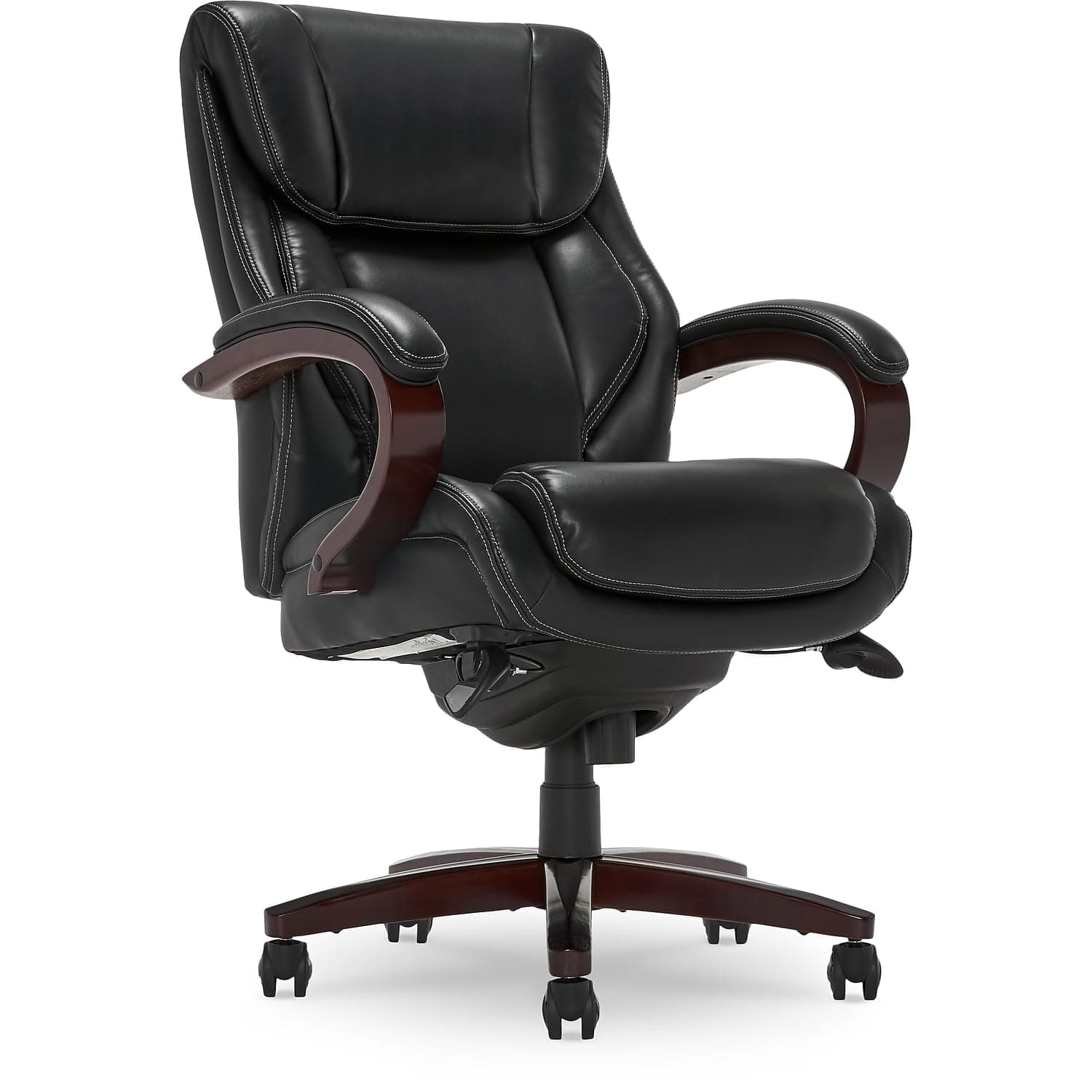La-Z-Boy Bellamy Executive Chair, Black Faux Leather & Memory Foam Cushions