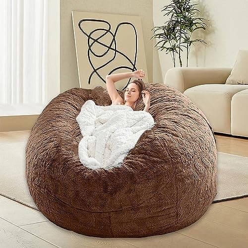 Giant Grey Bean Bag Chair for Adults & Kids, Filling-Free & Comfy
