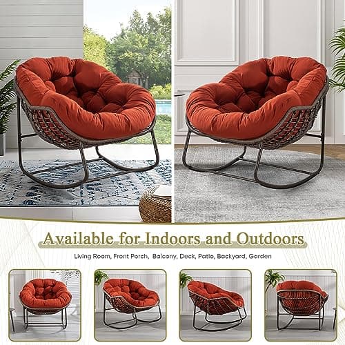 Antetek Outdoor Wicker Egg Chair, Comfortable & Oversized Lounge for Any Room
