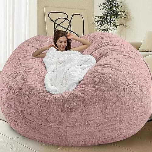 Giant Grey Bean Bag Chair for Adults & Kids, Filling-Free & Comfy