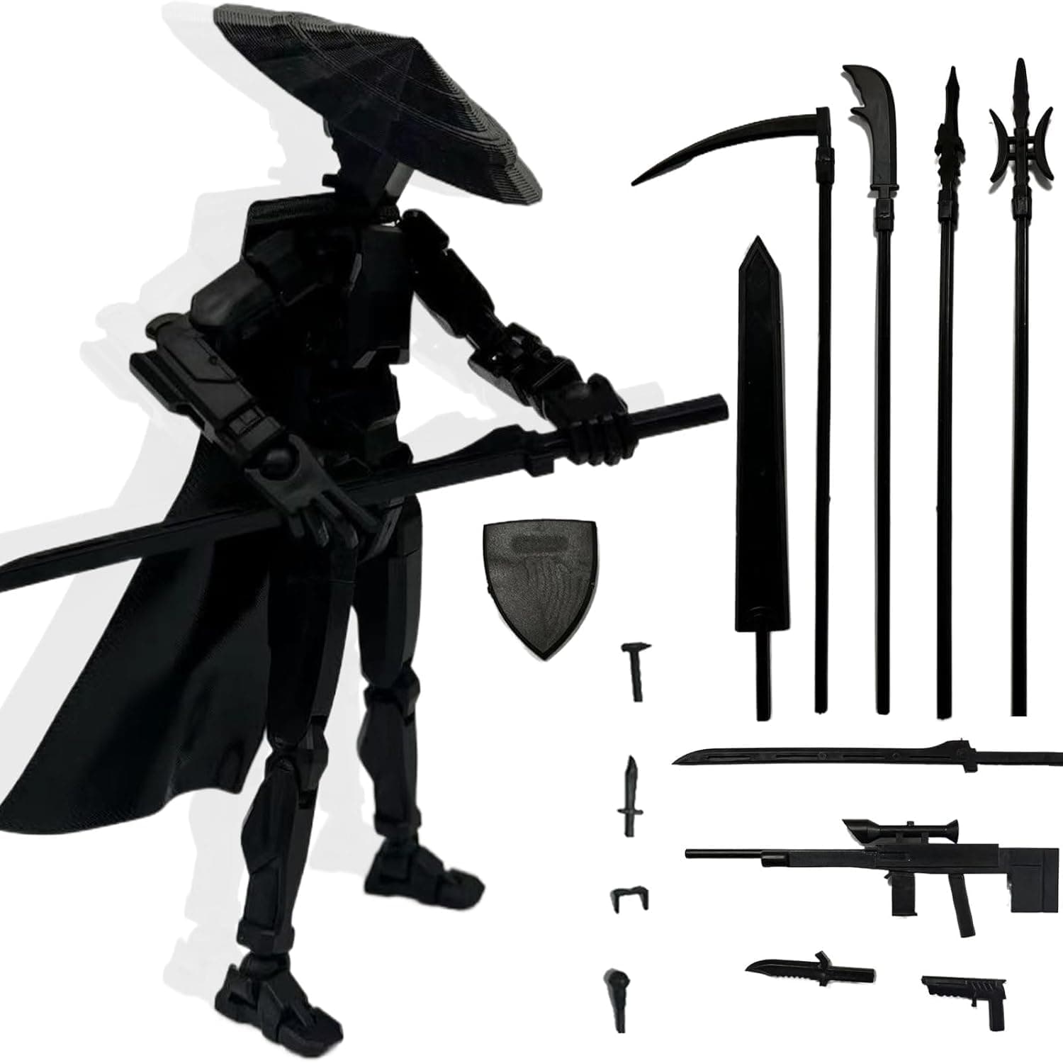 T13 Action Figure Accessories, Dummy 13 Multi-Jointed 3D Printed Toys (Black)