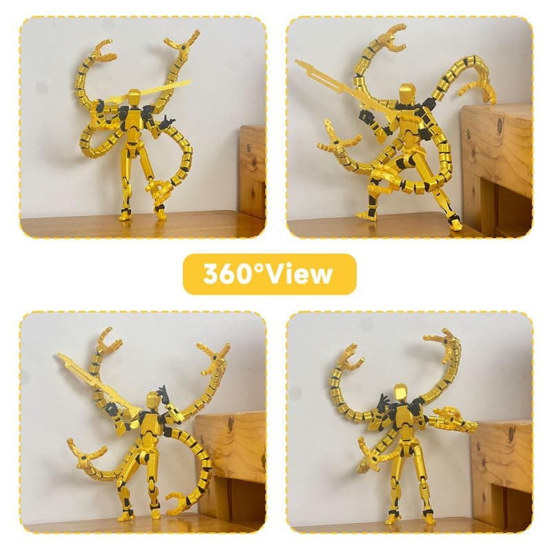 Lucky 13 3D Printed Four Claws Robot, 5.2 Inch (Gold)