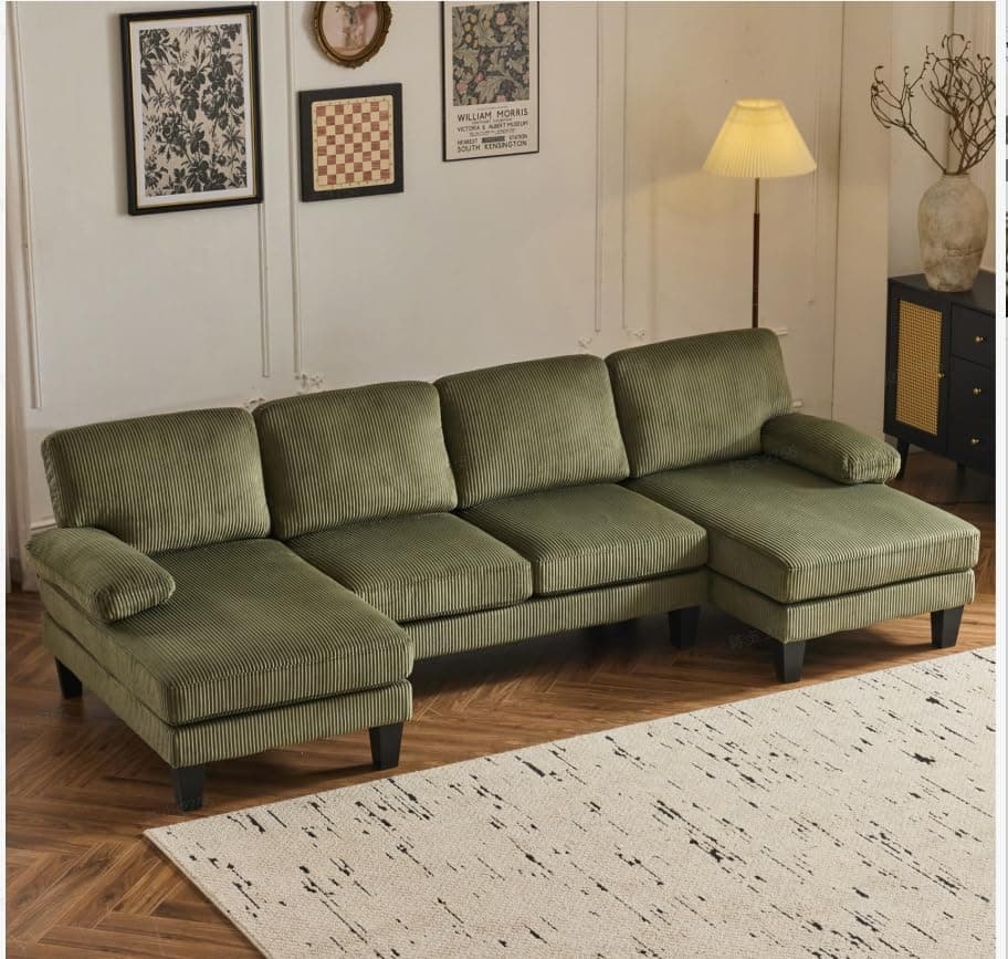 VINGLI Beige 4-Seat U-Shaped Sectional with Chaise for Living Room