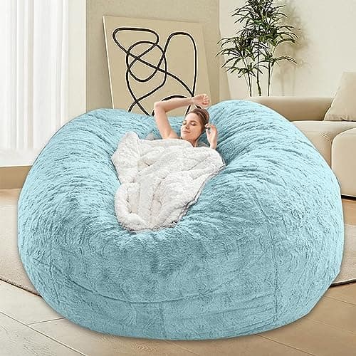 Giant Grey Bean Bag Chair for Adults & Kids, Filling-Free & Comfy