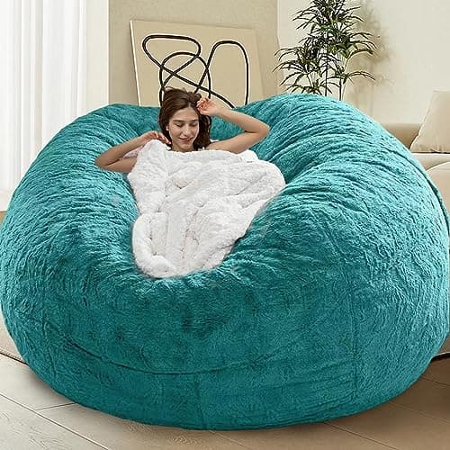 Giant Grey Bean Bag Chair for Adults & Kids, Filling-Free & Comfy